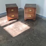 Pair of vintage military campaign wooden nightstands by reprodux england