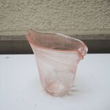Antique blown glass vase in pink.