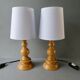 Pair of turned wooden lamps, 60s