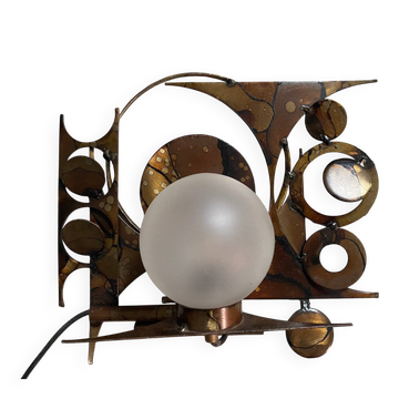Brutalist metal wall sculpture by Henrik Horst, Denmark, circa 1970.