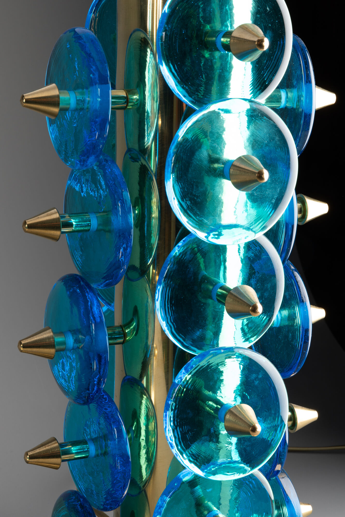 Pair of blue Murano glass lamps, twentieth century
