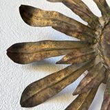 Ceiling or wall light with sun motif, brass, 1950s