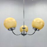 Lustre en chrome et verre dépoli des années 1950