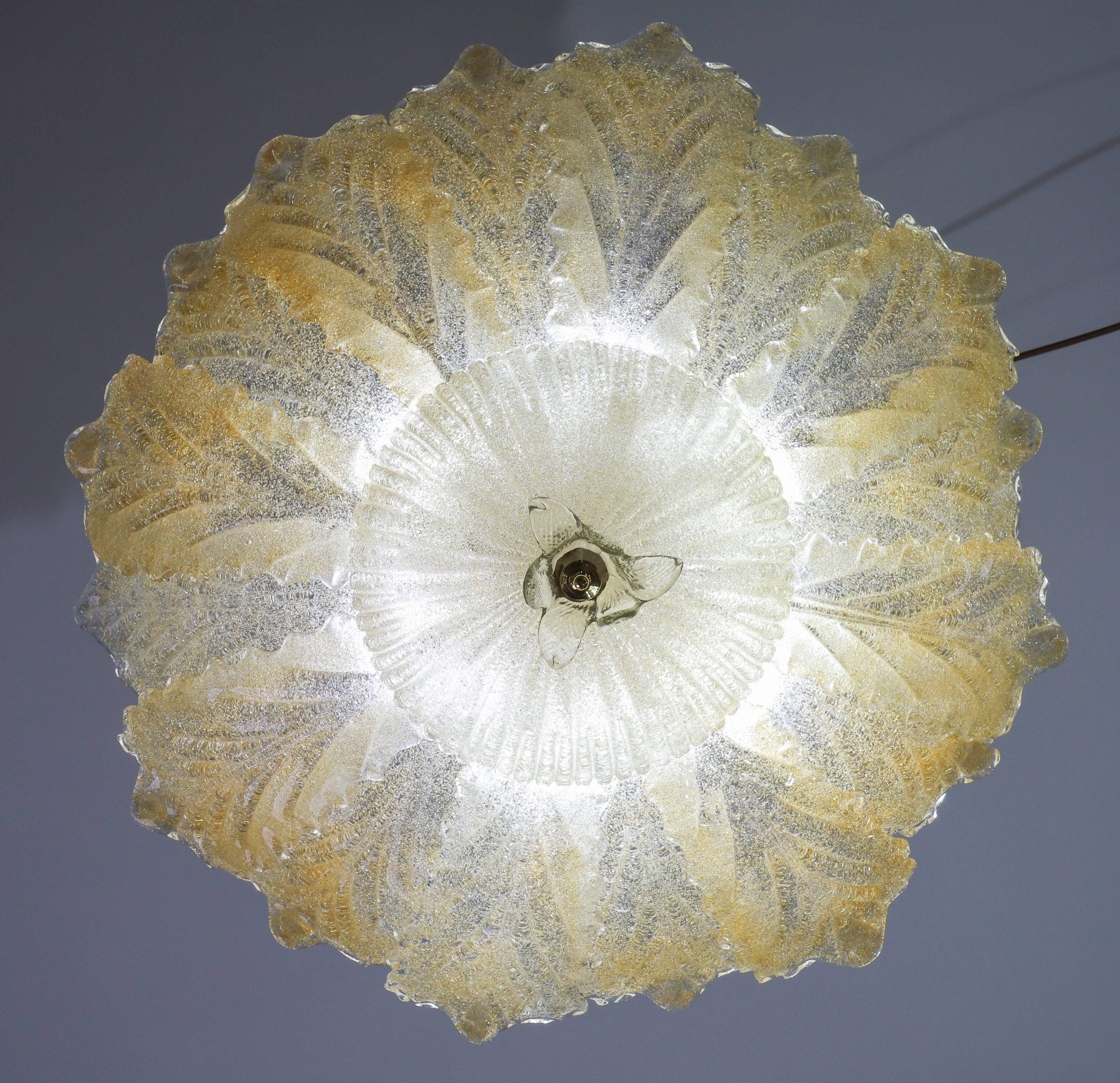 Abu Dhabi, Murano Glass Gold Flush Mount, 1970s