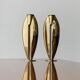 Doré Laiton Vintage Candle Holders – Two 1970s Art Deco Brass Sculptures, Elegant Table Centerpiece