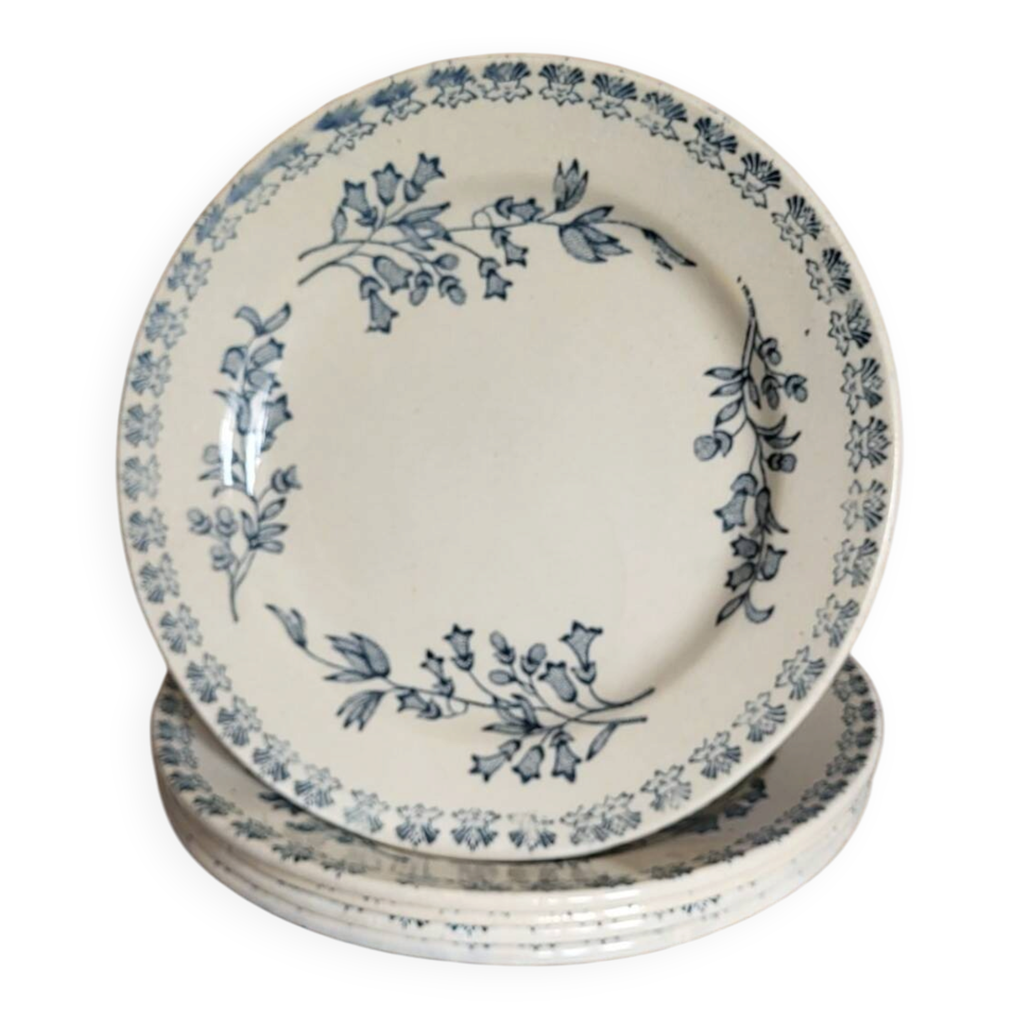 4 earthenware plates, Grigny — "Muguet" model