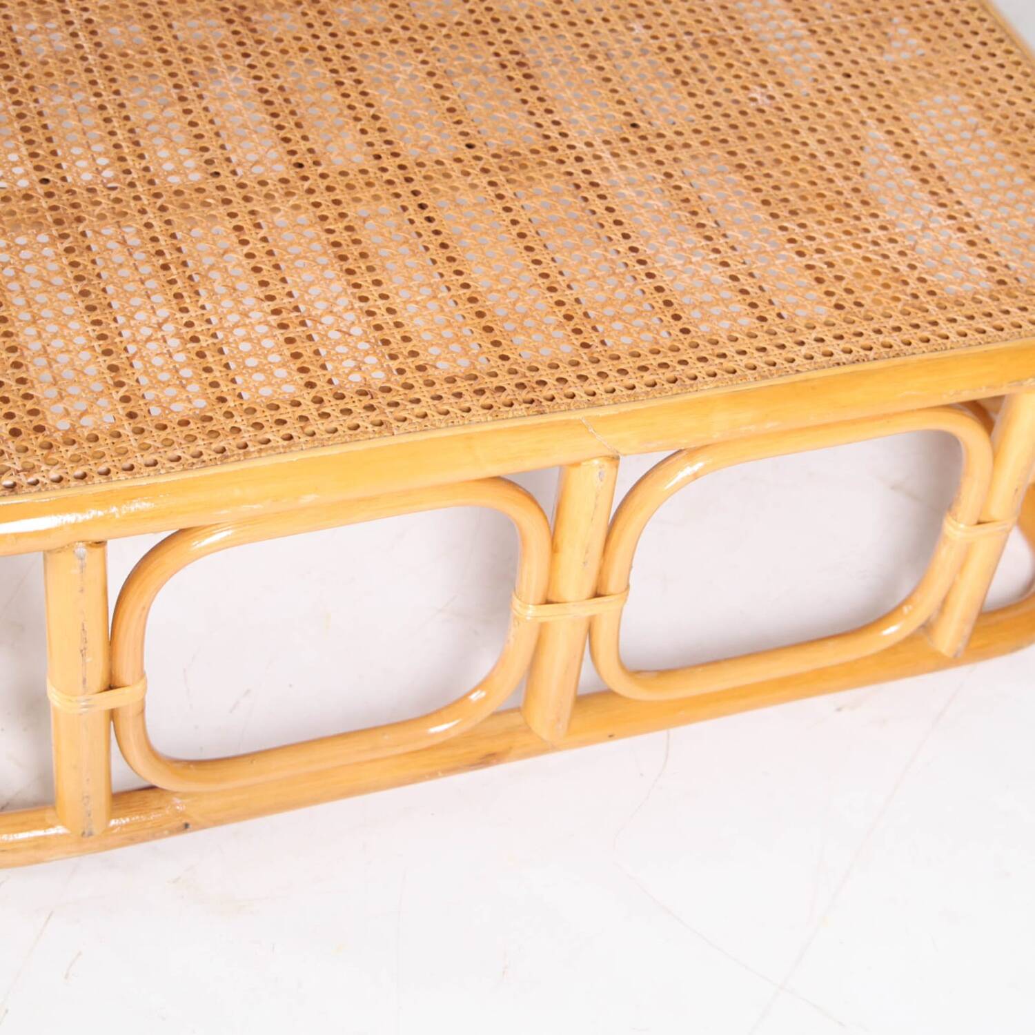 Large rattan and cane coffee table