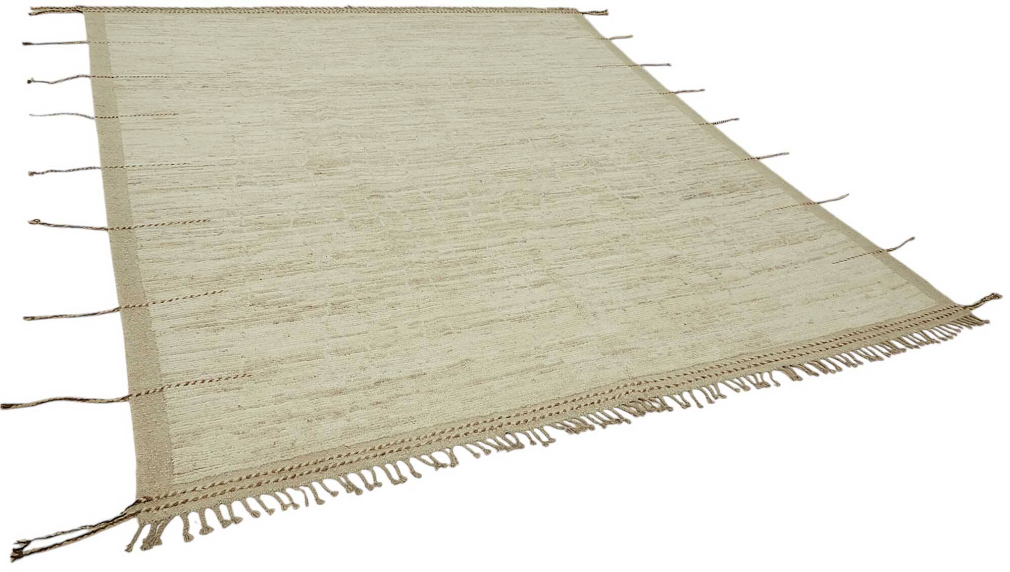Handwoven Turkish Rustic 261 cm x 299 cm Beige Wool Carpet