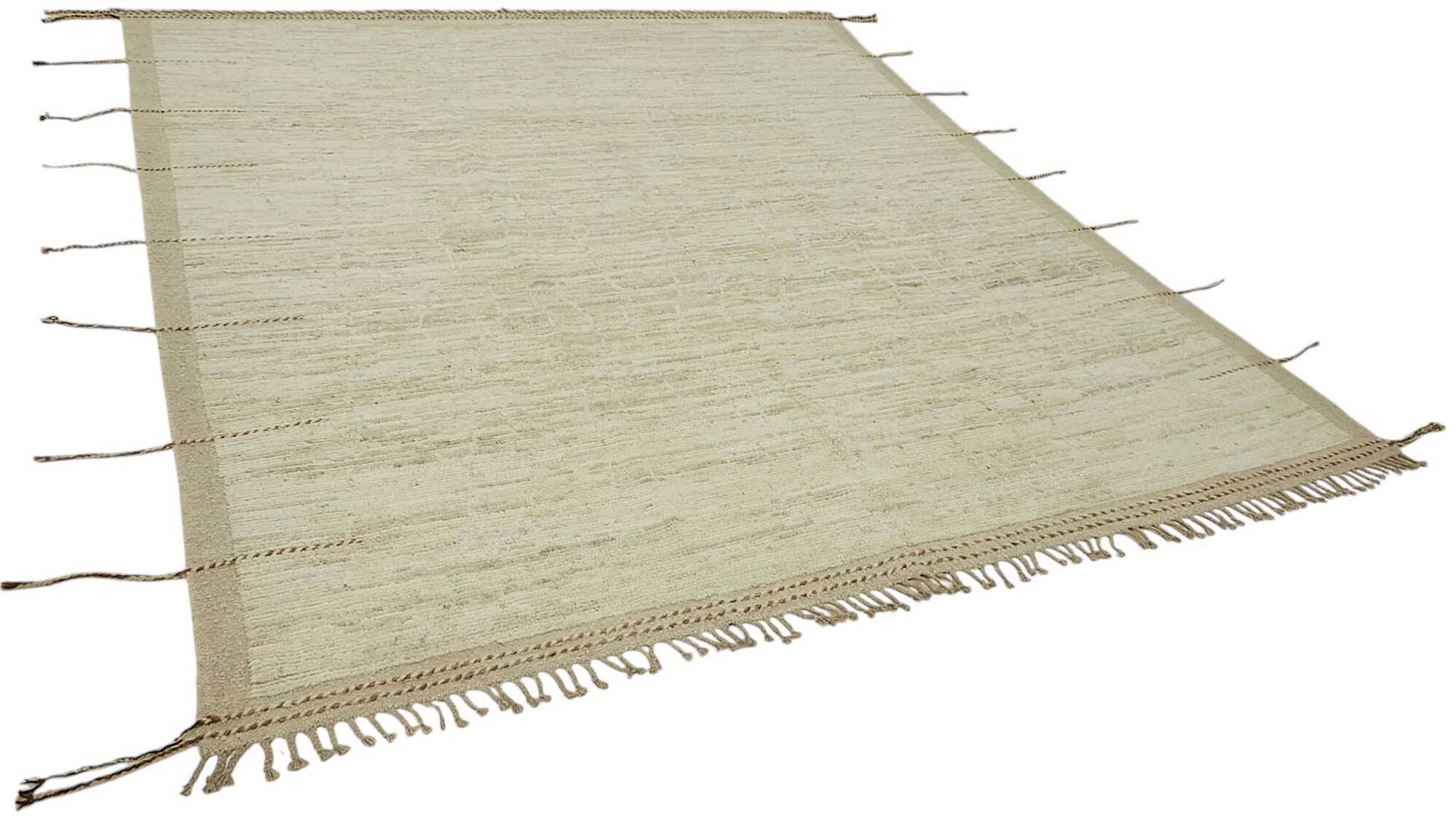 Handwoven Turkish Rustic 261 cm x 299 cm Beige Wool Carpet