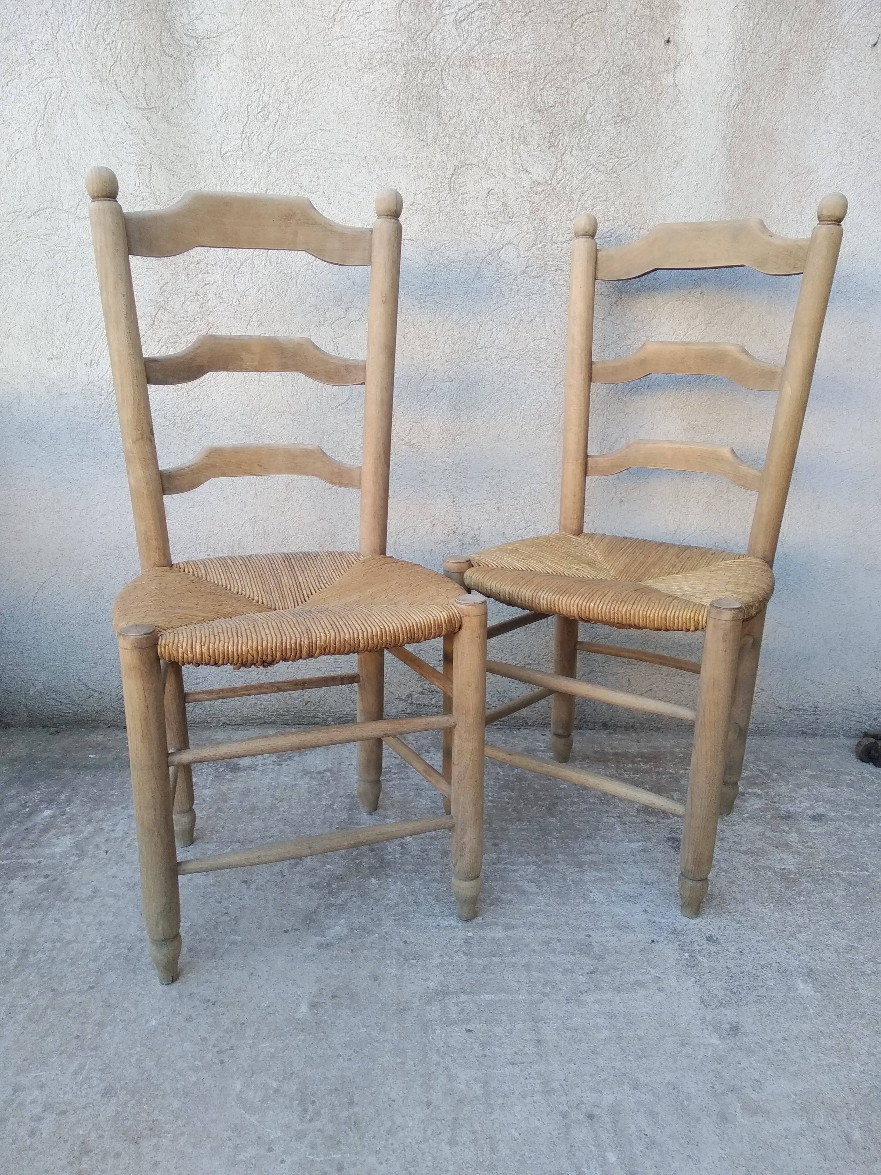 2 vintage straw chairs