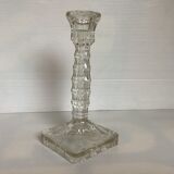 Square molded glass candle holder