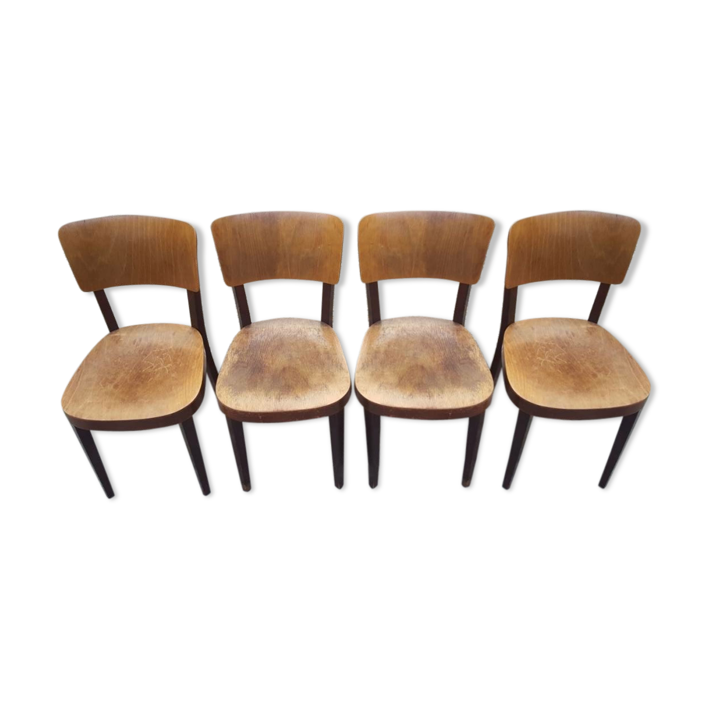 Series of four Thonet bistro chairs