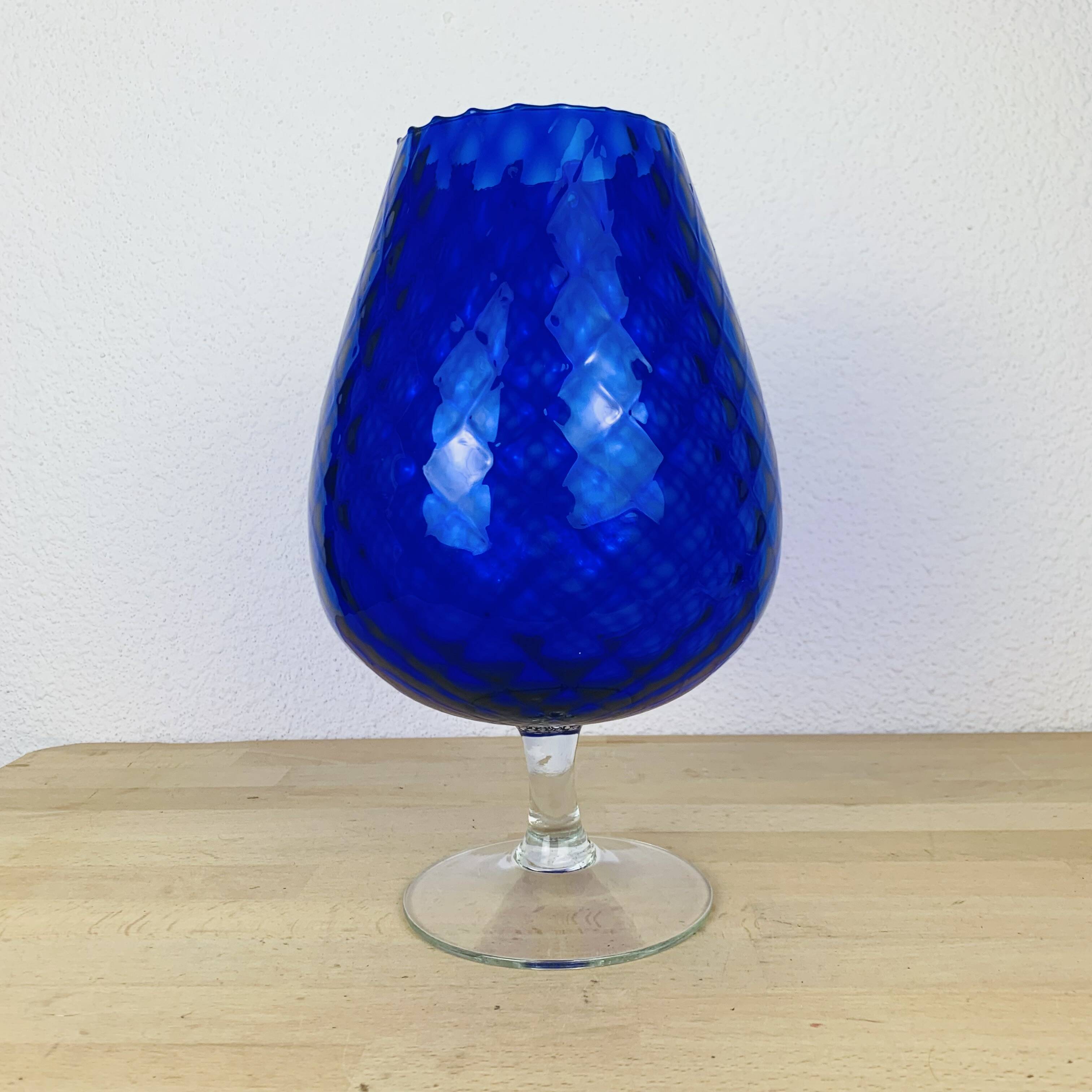Italian Empoli vase blue glass 33 cm