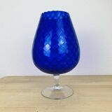 Italian Empoli vase blue glass 33 cm