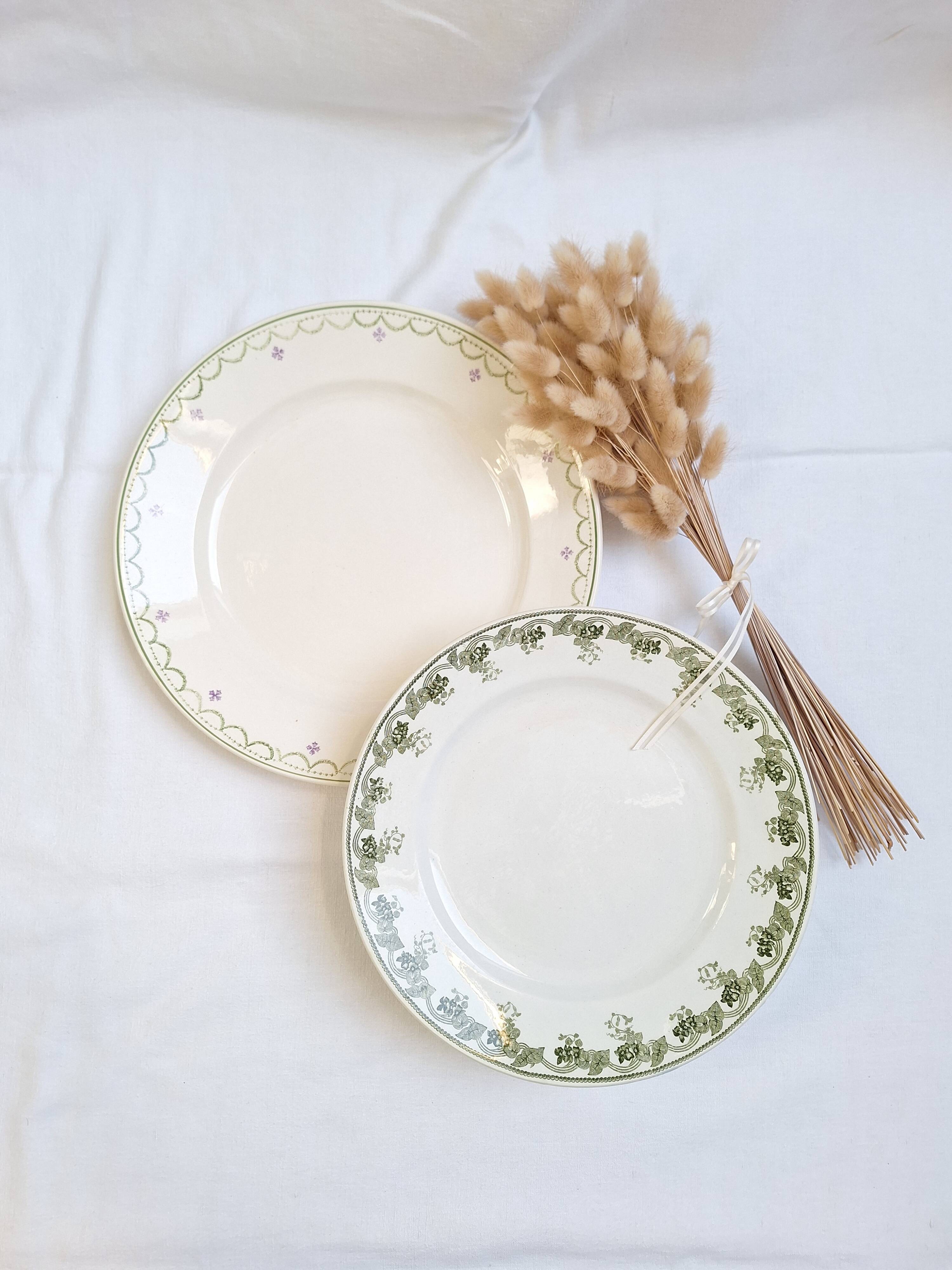 Longwy and Moulin des Loups Violetta round green platter