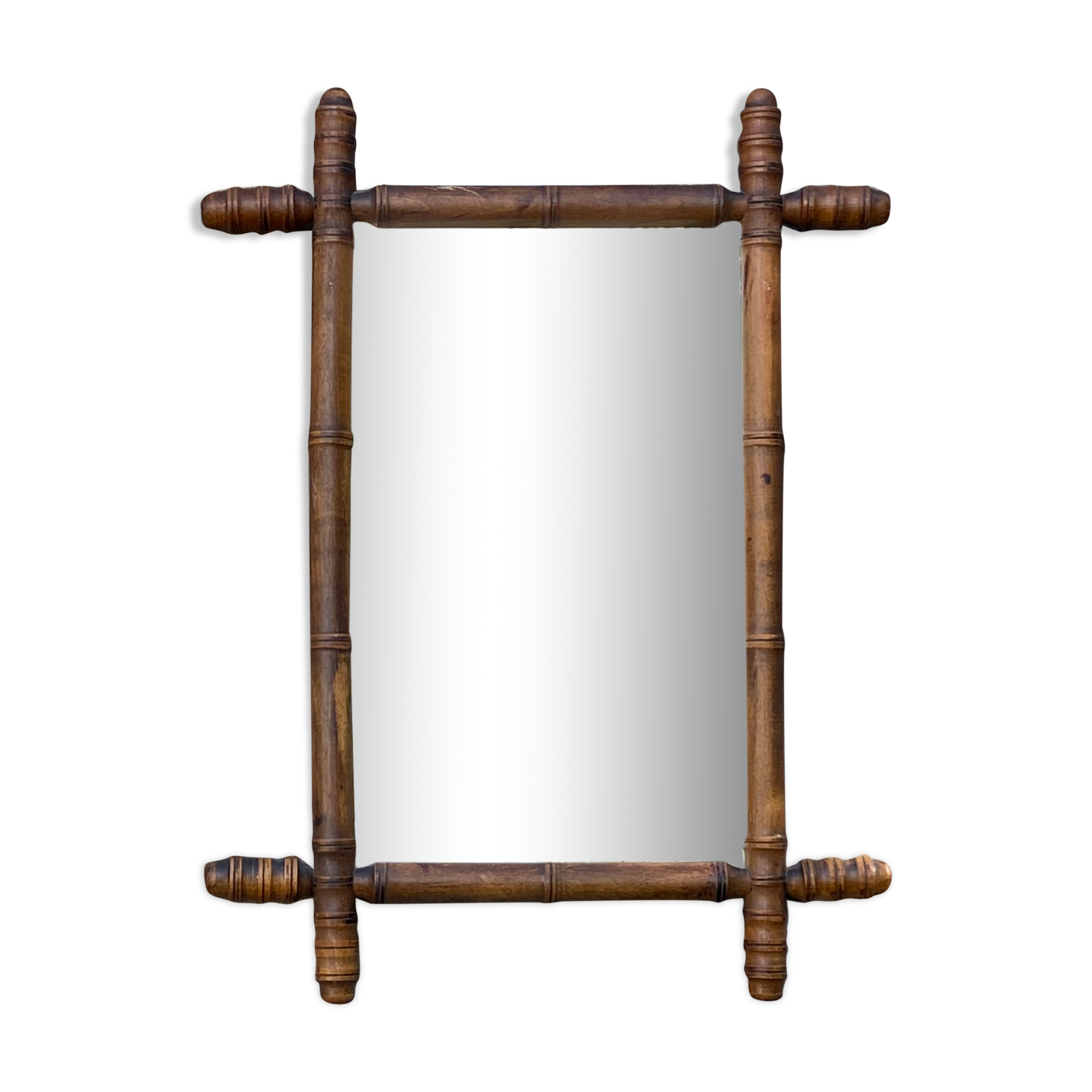 Bamboo-style wooden mirror, 54 x 48 cm