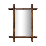 Bamboo-style wooden mirror, 54 x 48 cm