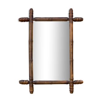 Bamboo-style wooden mirror, 54 x 48 cm