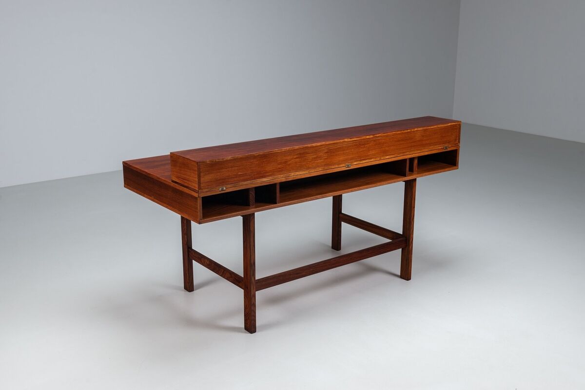 Peter Lovig flip-top partners desk rosewood Lovig Denmark 1960