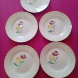 Set of 5 Digoin Sarreguemines dessert plates