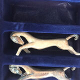 Six knife holders silver metal horse