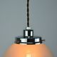 Mid-Century Italian Chrome and Murano Glass Pendant Lamp