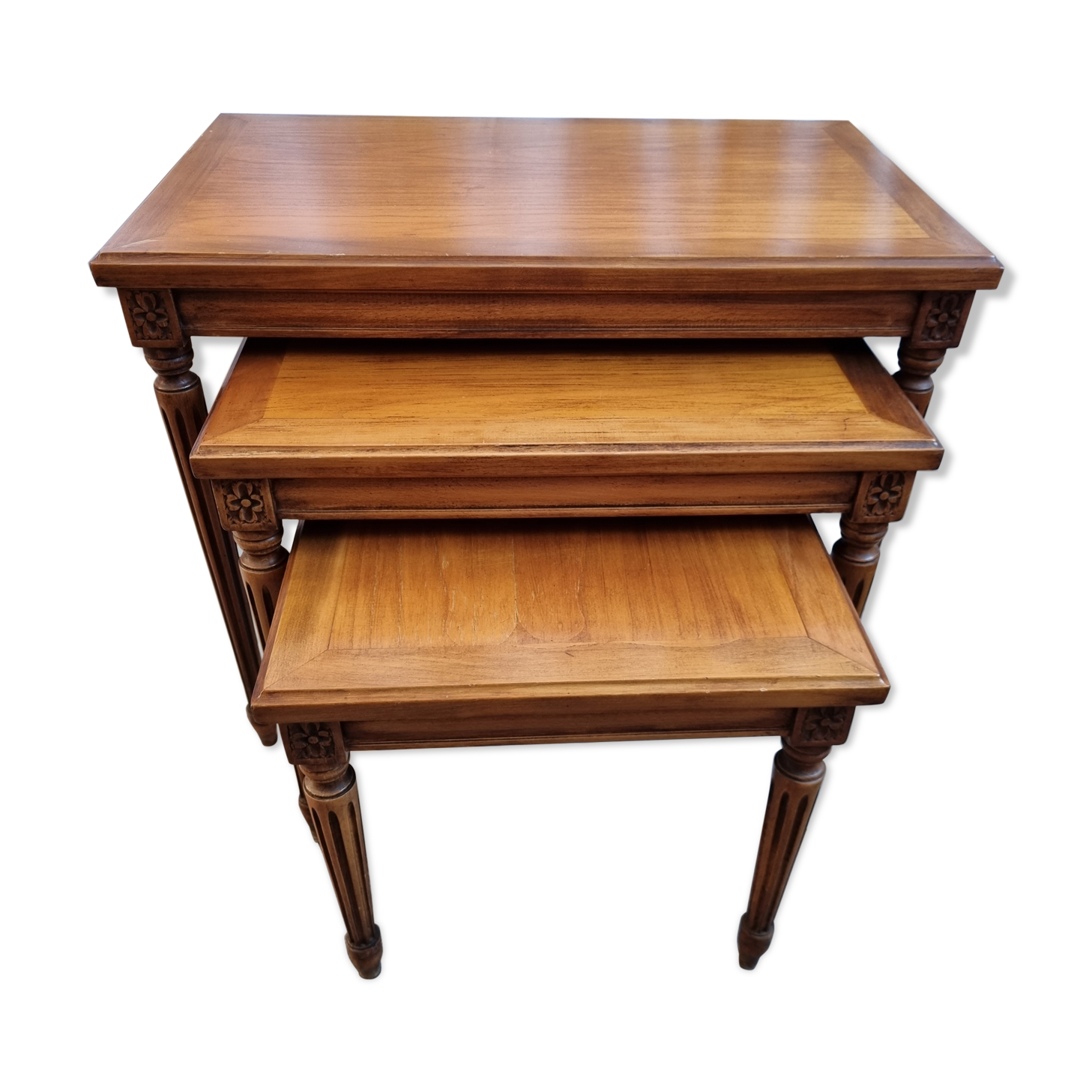 3 cherry trundle tables from 1980