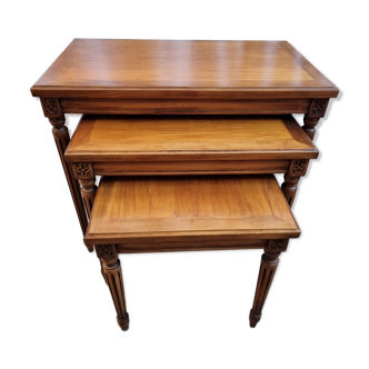 3 cherry trundle tables from 1980