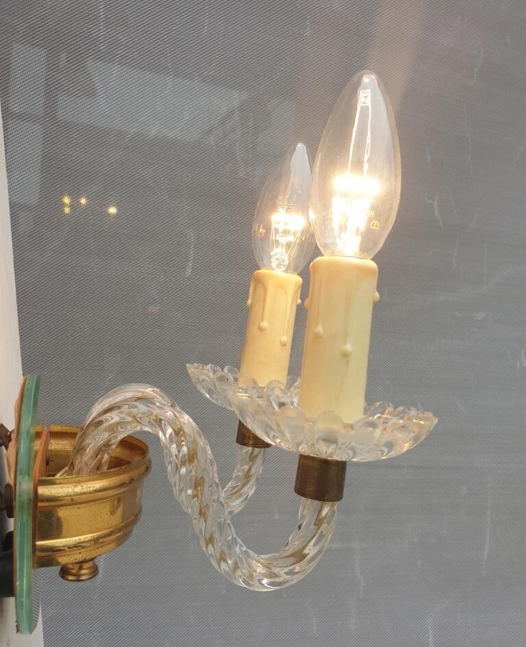 Applique 2 bras verre Murano vintage 1950