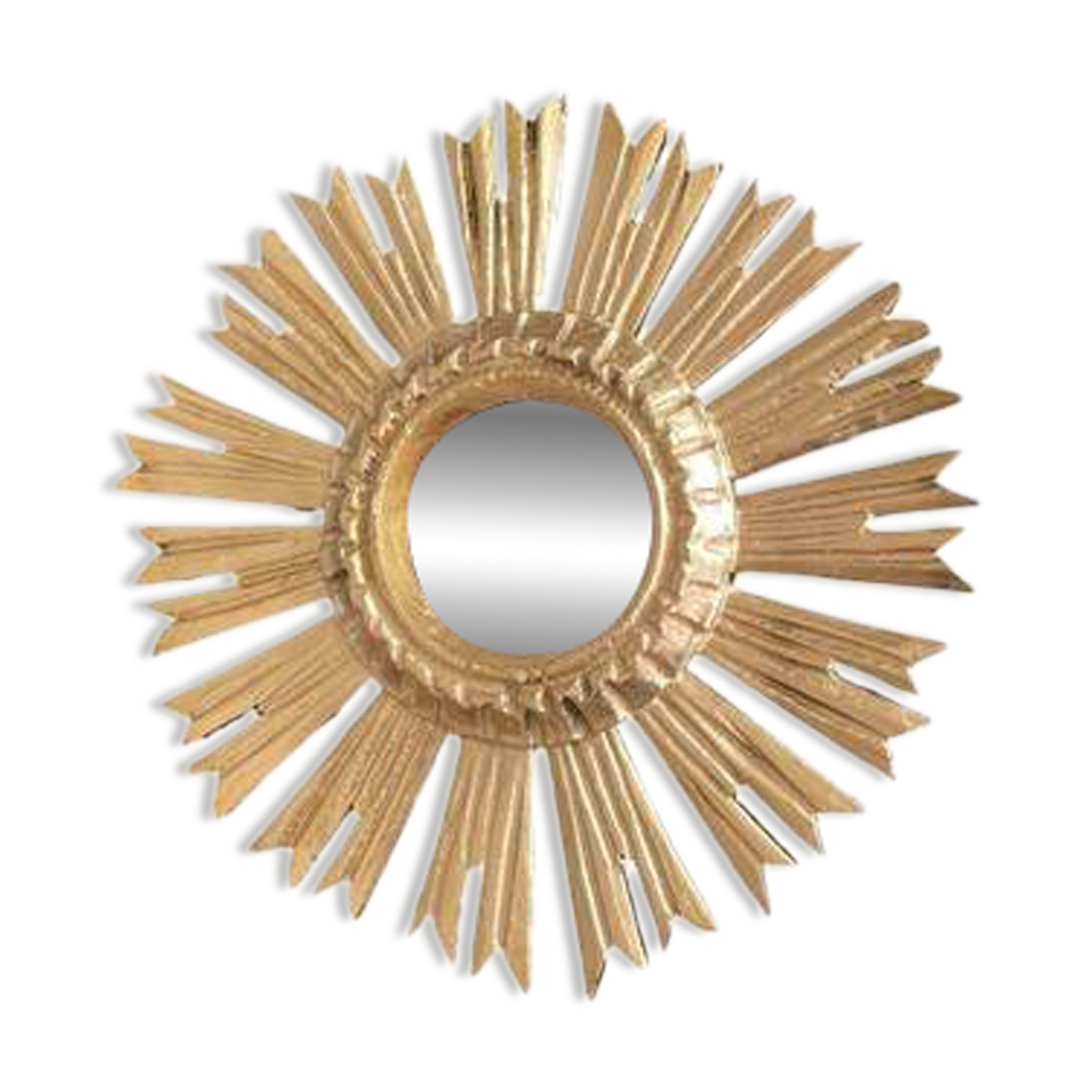 Golden wooden sun mirror "witch's eye"