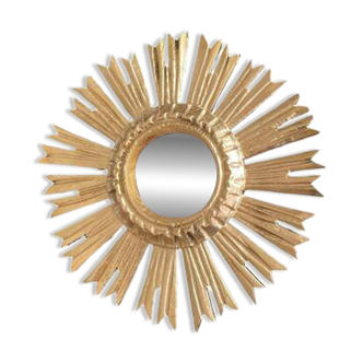 Golden wooden sun mirror "witch's eye"
