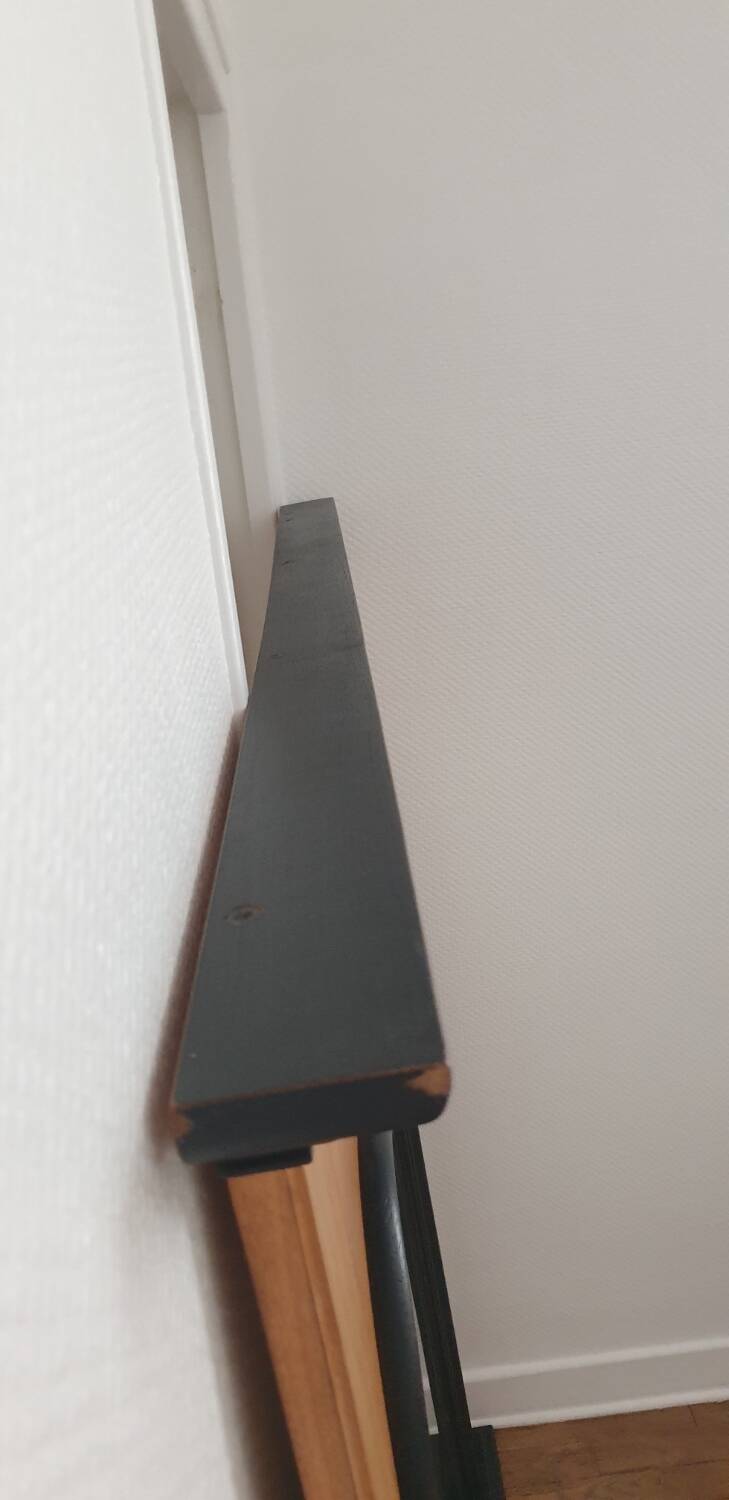 Large Trumeau Mirror XXL in Solid Oak and Black Cornice – 157x128