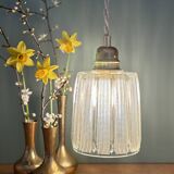 Vintage tulip suspension in holophane glass