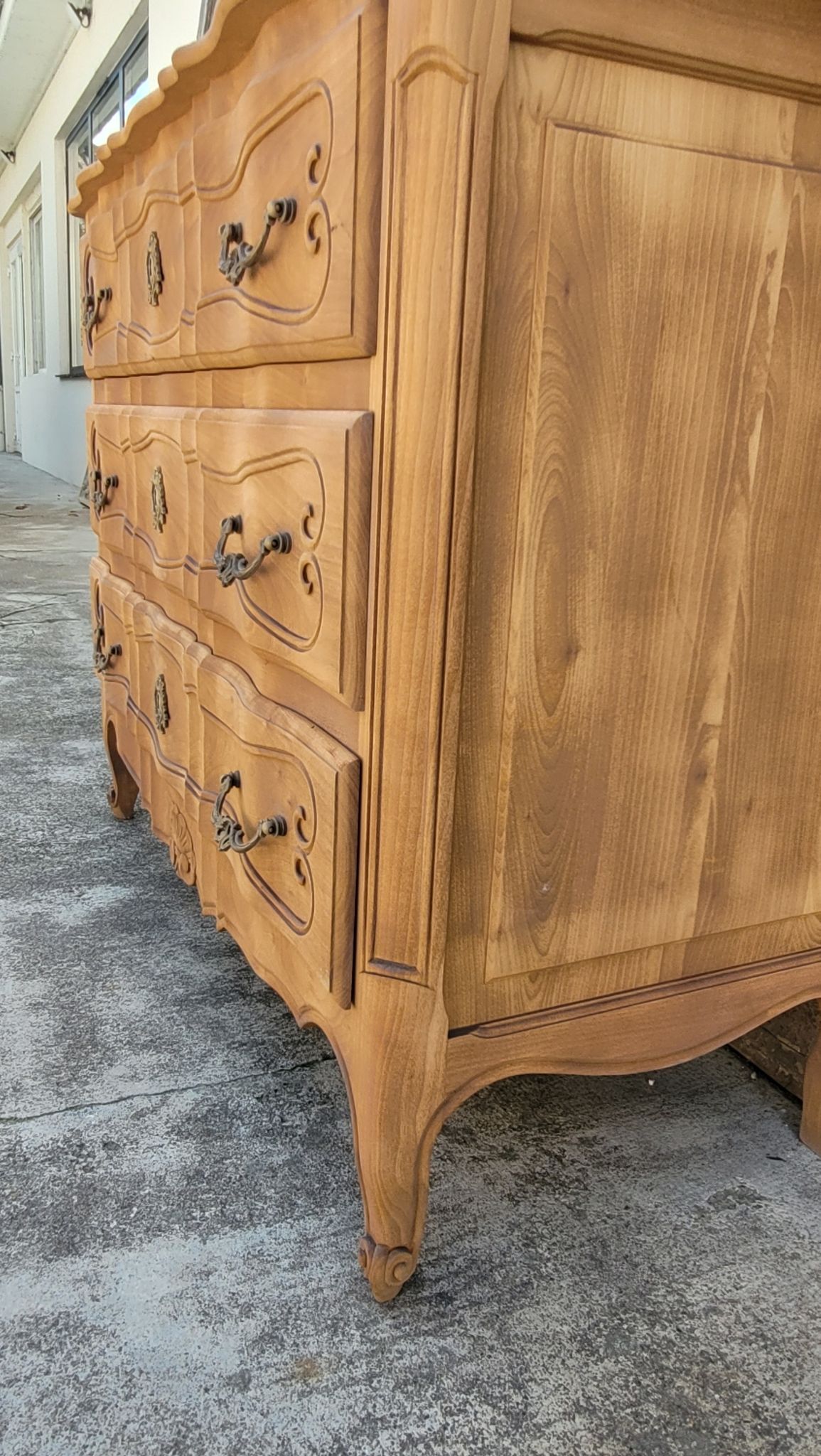 Louis xv style chest of drawers in pickled cherry