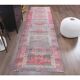1970s vintage Turkish hand-knotted wool cotton red runner rug 91x354