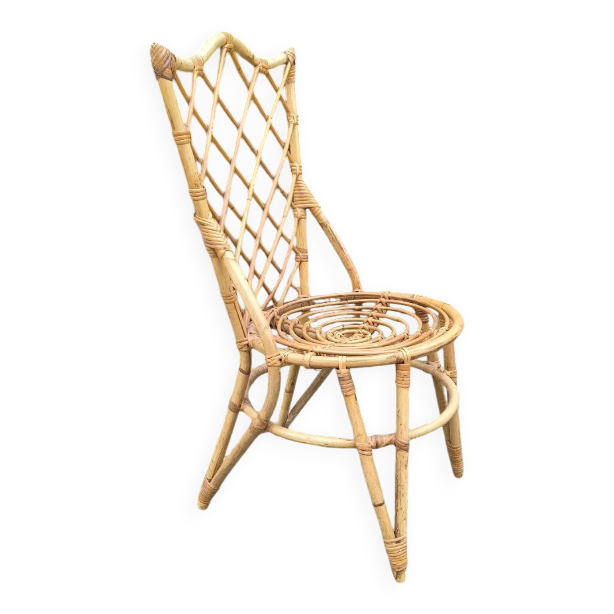 Rattan chair by Louis Sognot 1960