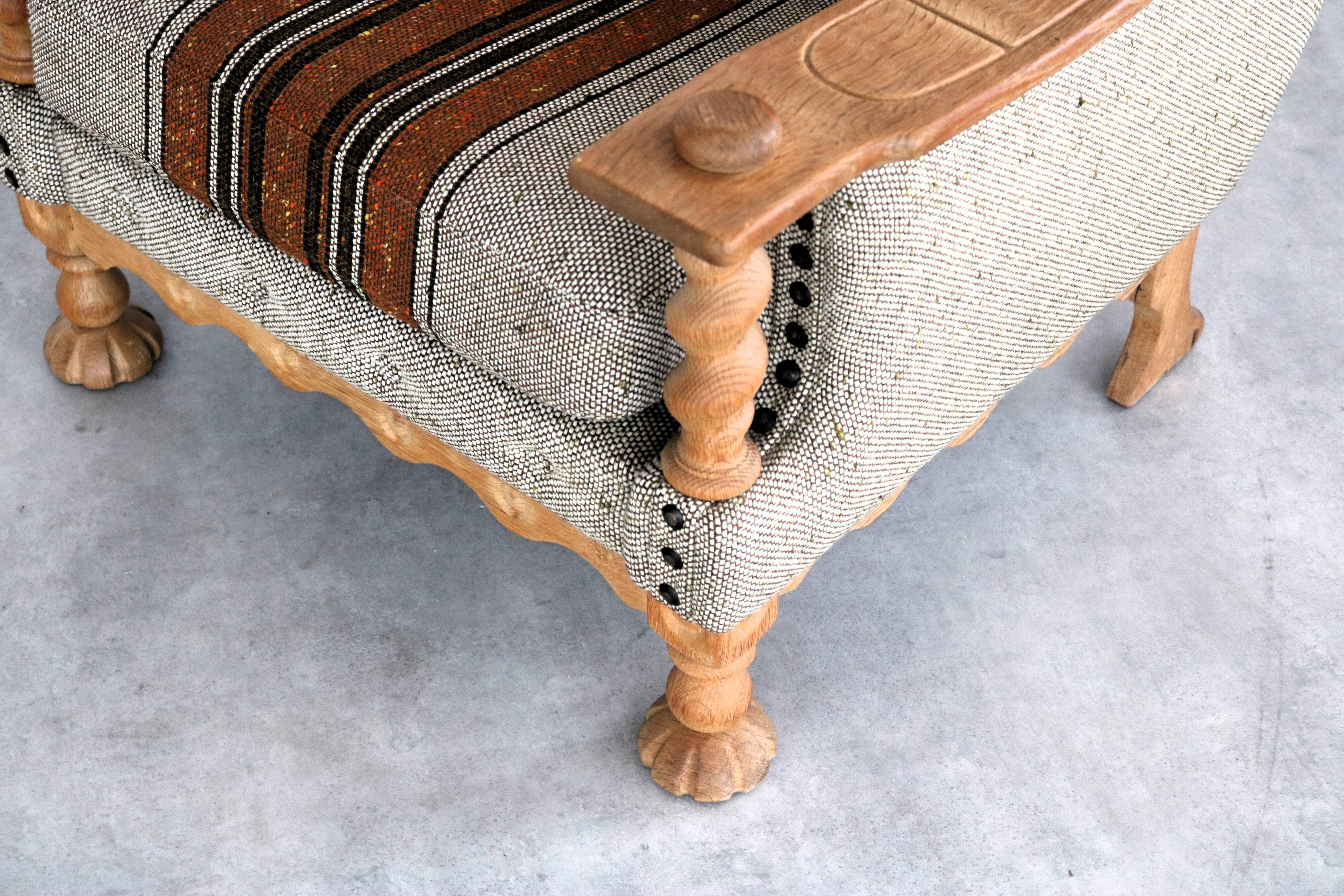 vintage brutalist oak armchair