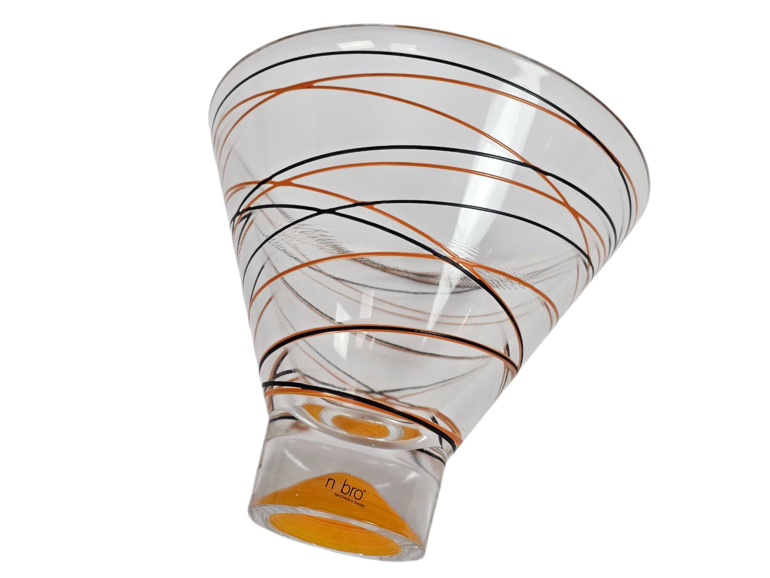 Nybro - Suède - Fait main - vase pendule - verre - cristal - années 1990