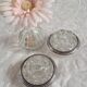Pair of glass moulded flower vases and silver-plated metal – Art Deco style