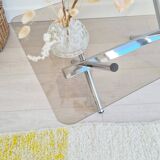 Table design basse chrome et verre années 70