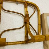 Vintage rattan wall-mounted coat rack