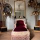 Napoleon III period chaise longue in burgundy velvet with floral decoration -
