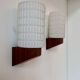 Pair of vintage wall lights, teak and opaline, Philips Netherlands 1950
