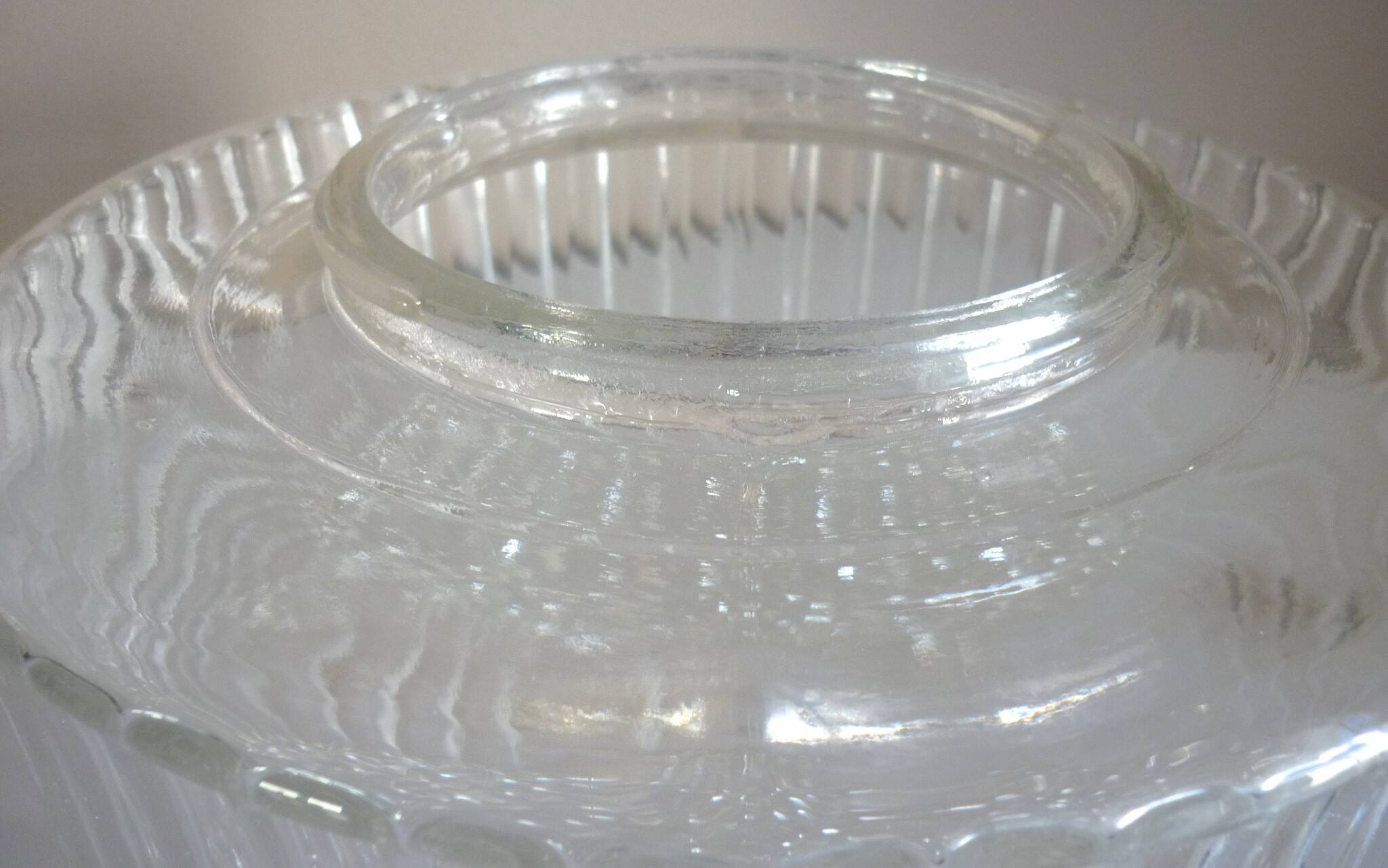 Large round ceiling light, molded glass wall light, thick, Helena Tynell, 1960s