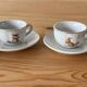 Earthenware dinette, 4 cups and 4 subcups