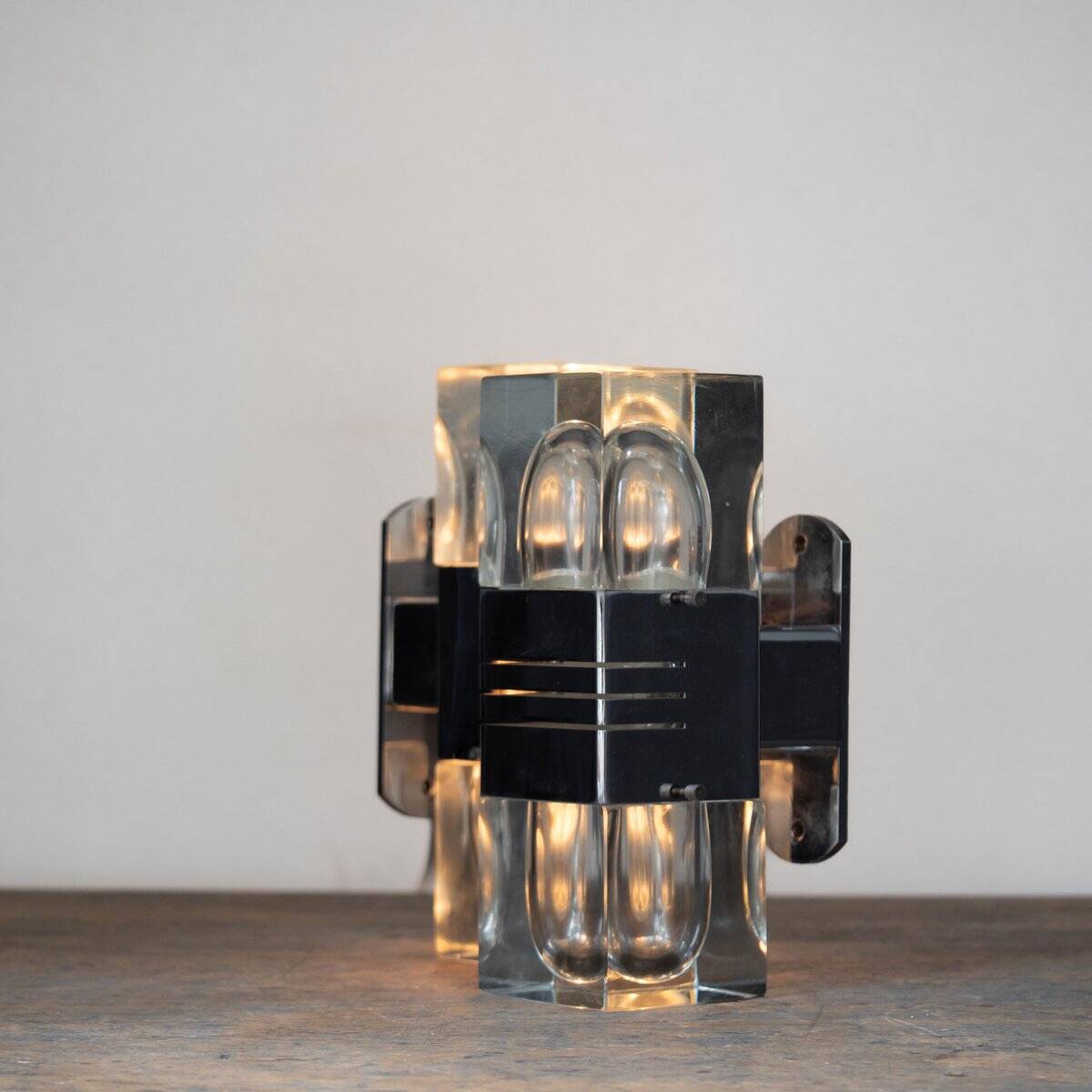 Murano glass wall lamps with chrome brass, Italy, 1970s, set of 2.