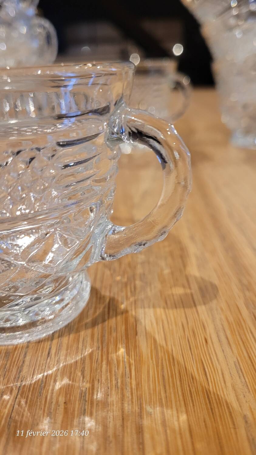 8 thick cut glass cups