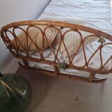 Vintage rattan and wicker bed