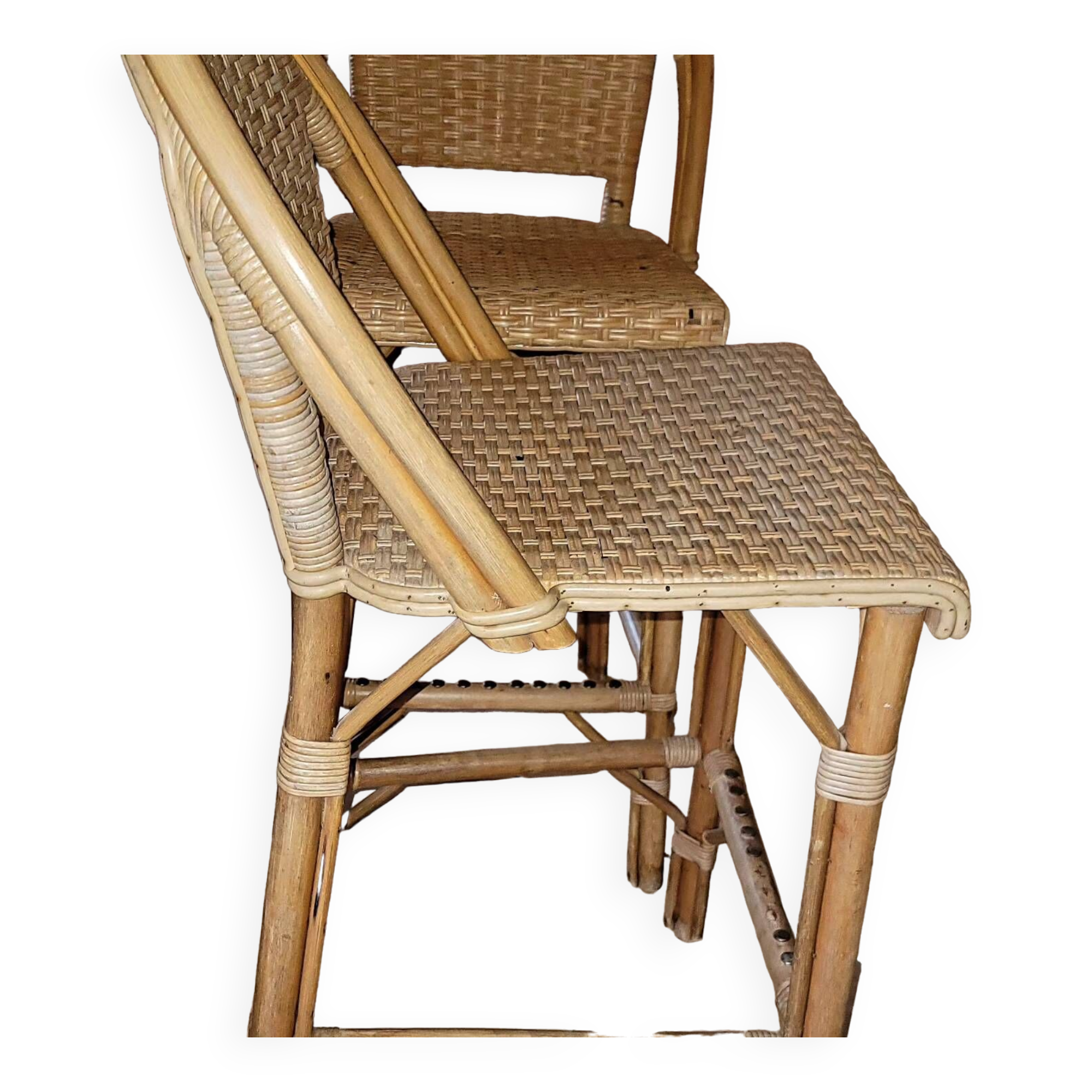 Tabourets de bar rotin vintage
