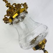 Suspension lantern in gilded bronze and engraved glass, Louis XVI style.
